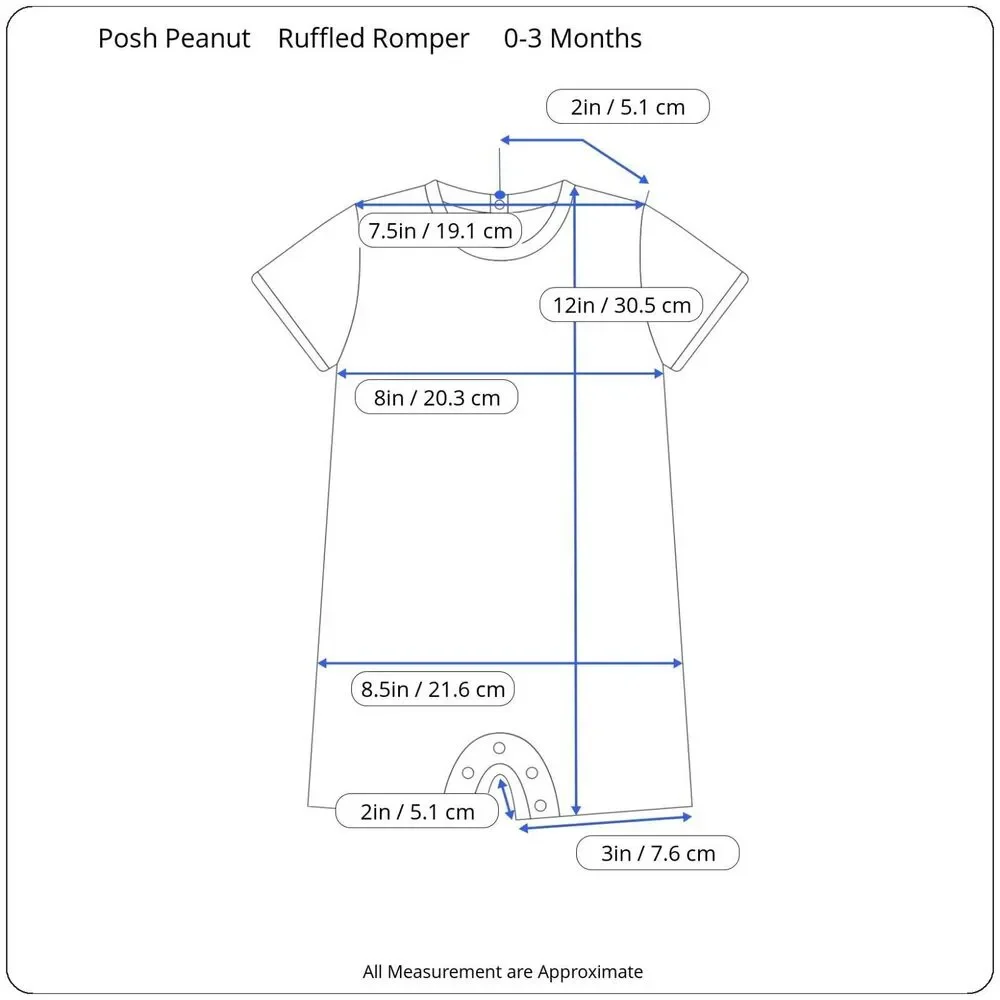 Posh Peanut Ruffled Cap Sleeve Short Length Romper 0-3 Months Endra Black Flower